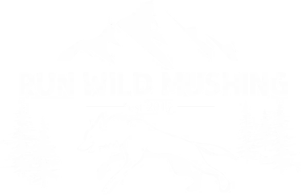 Logo with mountain, wolf, trees, and text: Fun Wild Muskoka.